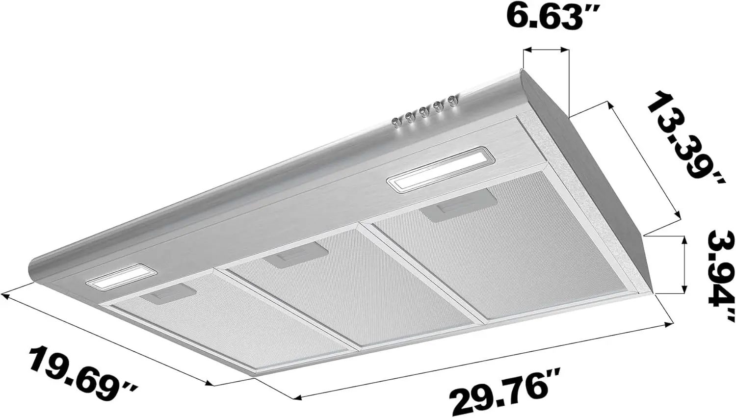 Hood 30 inch Under Cabinet Ductless Vent Hood for Kitchen Stove with 3 Speed Exhaust Fan in Stainless Steel