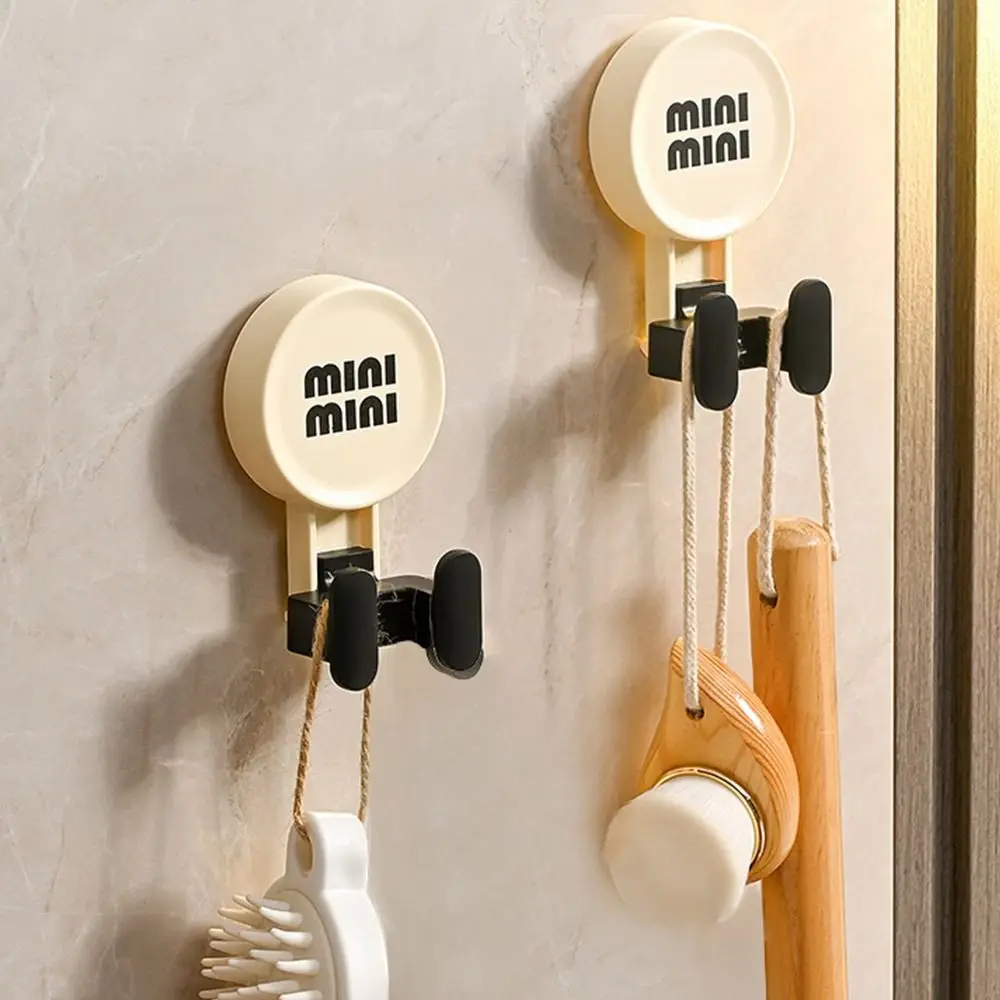 Hanging Wall Hook Creative Waterproof Wall Mounted Bathroom Hooks Round Punch Free Suction Cup Hook Home Organization