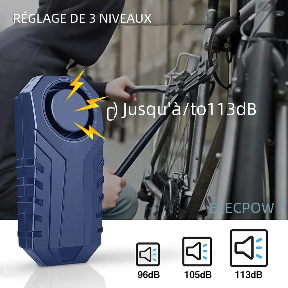 Alarme De Vélo, Alarme Antivol sans Fil pour Vélo Moto Voiture Véhicules  Portes Et Fenêtres, 113db