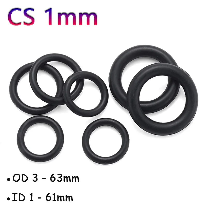 50/100pcs NBR O Ring Nitrile Rubber Gasket Thickness CS 1mm OD 3~50mm Black Round O Type Corrosion Oil Resist Sealing Washer - Foto 4