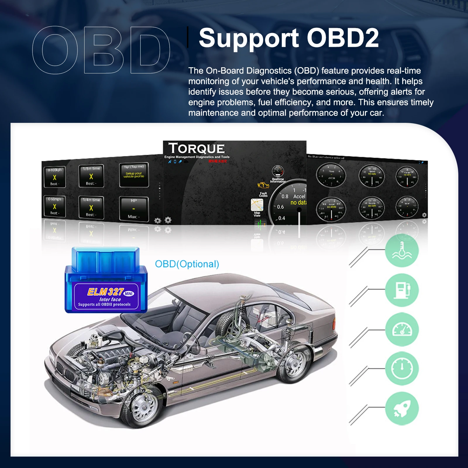 Podofo 2DIN Carplay Auto-Intelligentes System Android Auto GPS Wifi Mirror Link Autoradio für Mercedes-Benz CLK W209 E-W210 E-W210 – Detail 15