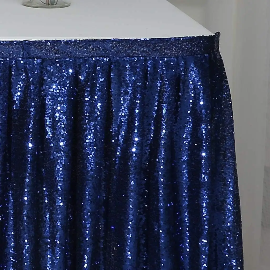 Spakly Draped drop Sequin Table Skirt for Birthday Party Baby Shower Dessert Table Wedding Cake Exhibition Reception