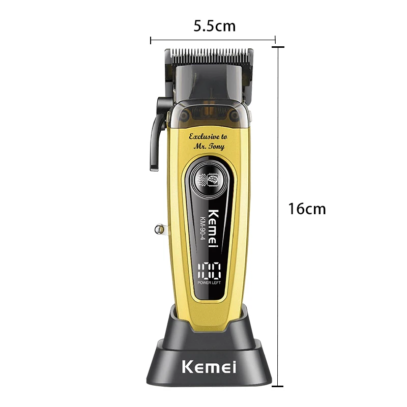 Hair Clipper Kemei KM-90-4 Professional Hair Clipper for Salon, USB Rechargeable, Styling Trimming Tool for Barbers
