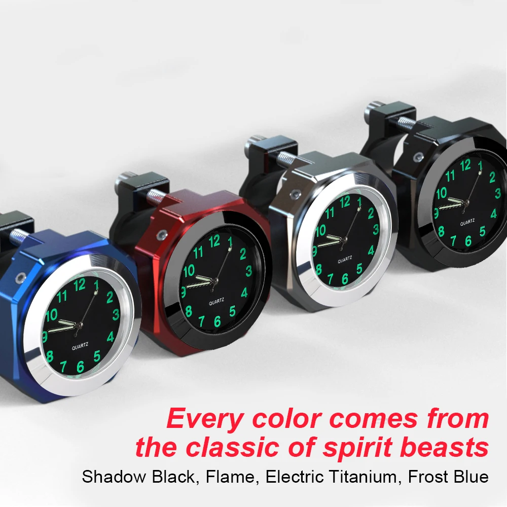 Motorcycle Handlebar Clock Motorcycle Clock Waterproof Aluminum Alloy Mount Quartz Clock Watch Luminous For 22-28mm Handlebar Styling Car Accessories