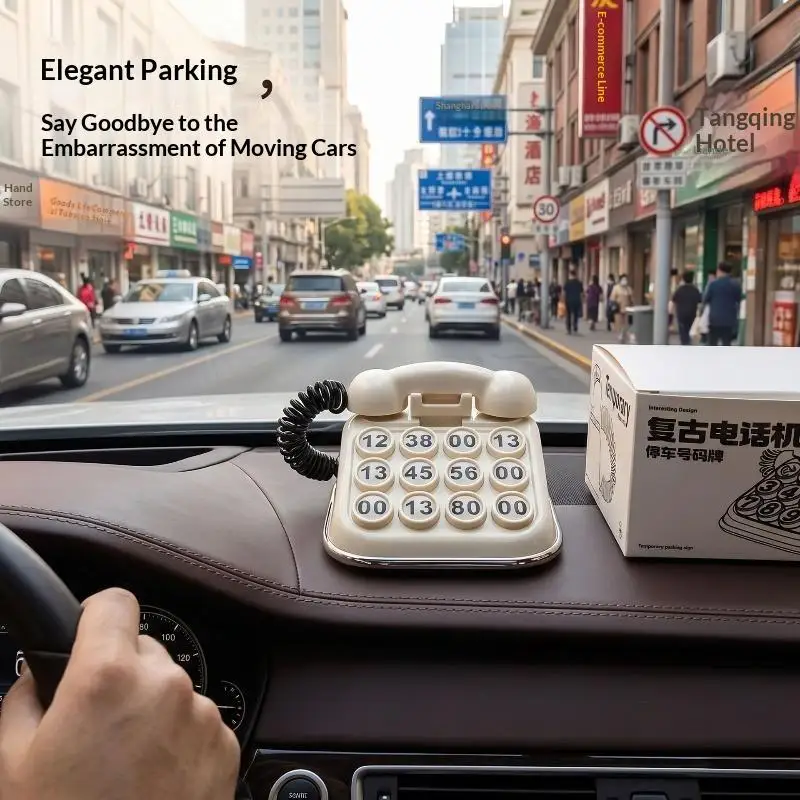 Retro Landline Style Car Parking Phone Number Sign - Easy-to-Read Interior Auto Decor Gift