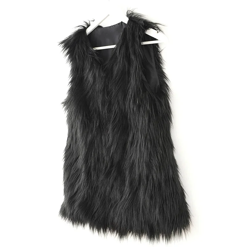 Plush Faux Fur Vest Jacket Ladies Elegant Sleeveless Fluffy Warm Jacket Autumn and Winter Fashion Casual V-neck Vest 3XL 