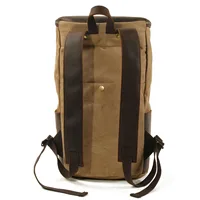 Outdoor Men's Backpack Sports Travel Backpack Oil Wax Canvas Shoulder High Capacity Backpack Travel Bag 2