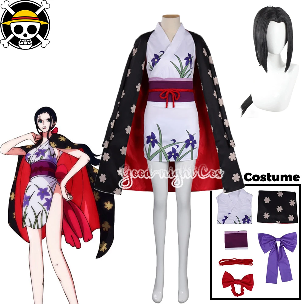 

Anime Nico Robin cosplay Costume Wig black coat skirt woman Uniform Kinomo Halloween party Suit