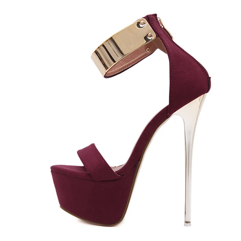 Liyke Fashion Design Metal Ankle Cover Strap Women Sexy 16CM Sandals Platform High Heels Party Club Stripper Pole Dance Shoes 5