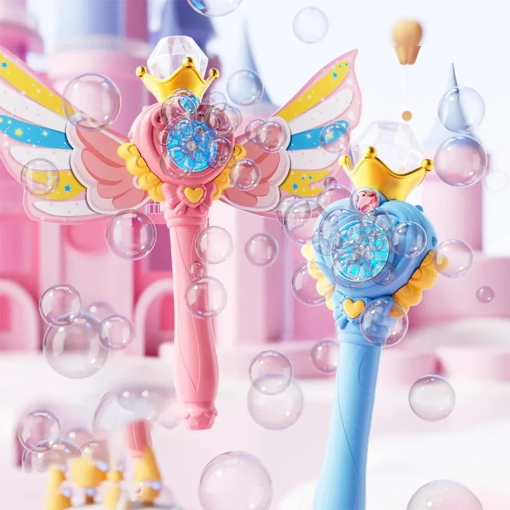 Gift Automatic Electric Bubble Maker Handheld Luminous Bubble Machine with Wings Bubble Wand Wedding Party