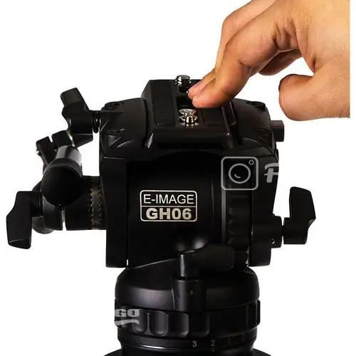 E-Image GH06 헤드, 2 단 탄소 섬유 삼각대 다리, 간편한 잠금 베이스 플레이트, 밸런스 조정 범위 제공
