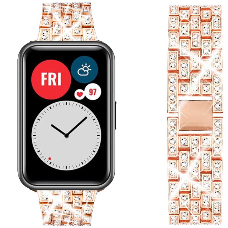 Bracciale Per Huawei Watch Fit /Fit 2 Cinturino Bling Diamond Metal Cinturino Da Polso In Acciaio Inossidabile Per Huawei Watch Fit 2 Cinturino Per Or