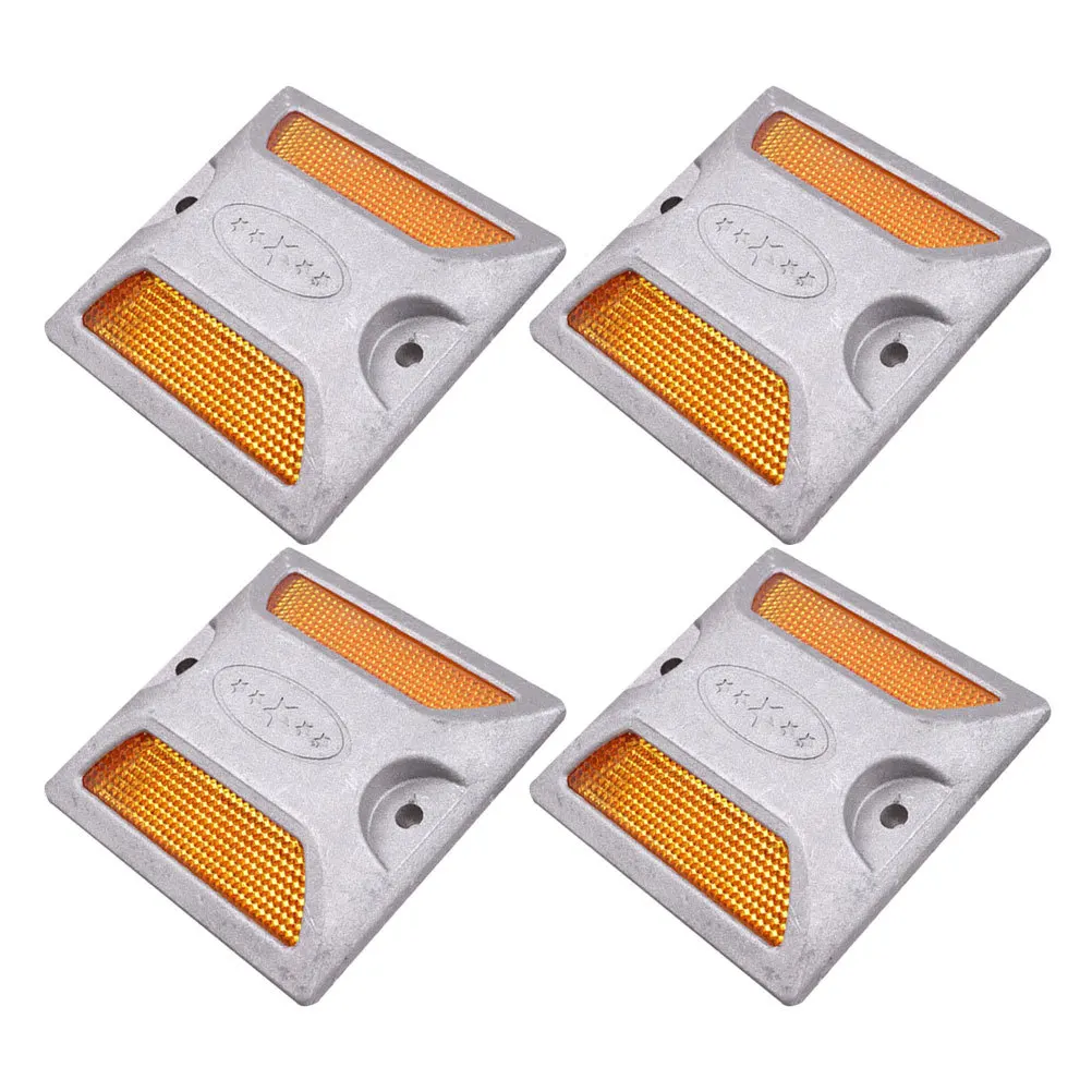 4pcs Reflective Aluminum Road Markers Raised Pavement Studs For Highway Driveway Night Visibility Traffic Safety Reflectors