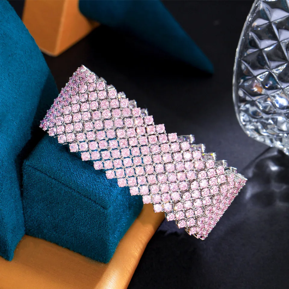 CWWZircons Luxurious Stunning Multiple Pink Cubic Zirconia
