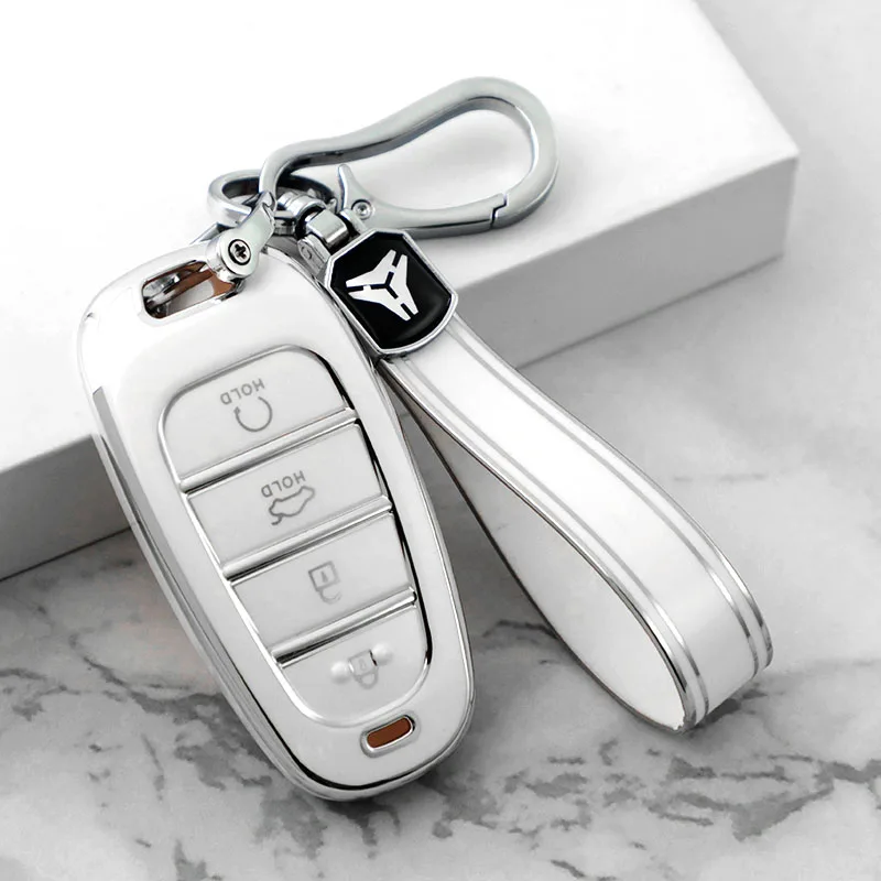 TPU Car Key Cover Auto Shell Fob Case Keychain for Hyundai Santa Fe Tucson NEXO NX4 Atos Solaris Prime Key Case Cover