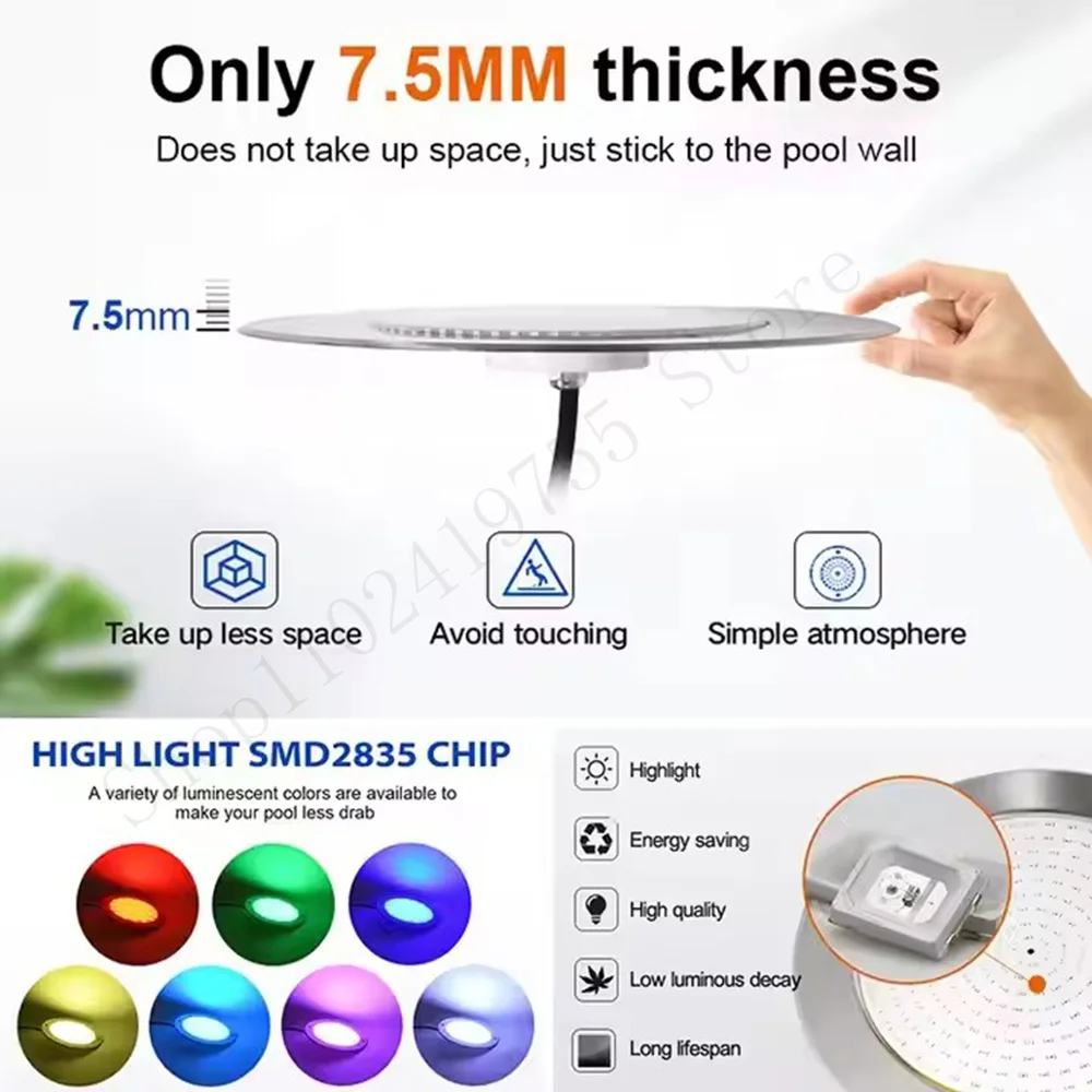 AC85-265V 12W RGB LED 풀 라이트 블루투스 앱 제어 야외 수중 조명 분수 경관 램프 수영장 조명 스포트라이트