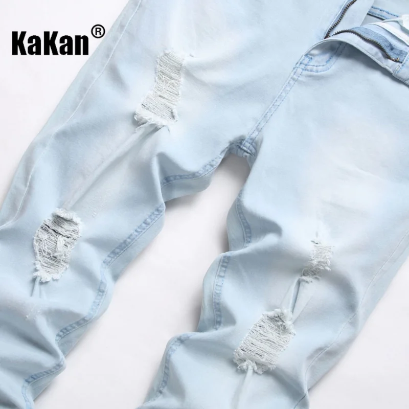 Kakan-New Men's Casual Ripped Jeans In Spring and Autumn, New Youth Slim Elastic Jeans with Small Feet K09-1031