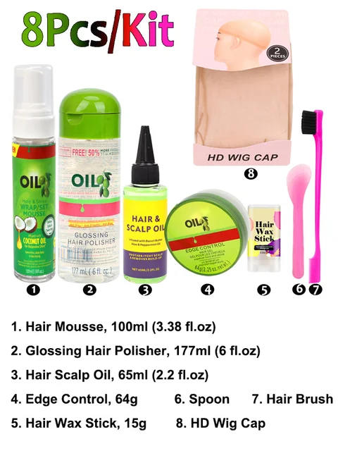ウィッグマウントキット,8個,ムース,光沢,頭皮,オイルエッジ制御