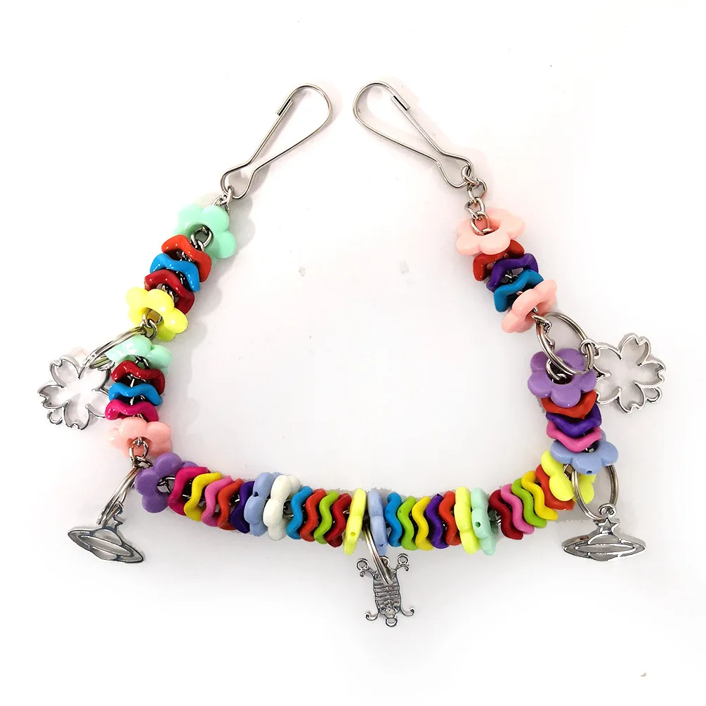 Pet Products Bird Birdcage Accessories Parrot Rainbow Plastic Chain Molar Mouth Bite Bridge Swing Toys 2pc/lot