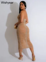 New Sexy Diamonds Halter Black Party Bodycon Midi Dress Women Sleeveless Backless Front Split Birthday Night Prom Club Vestidos - Image 4
