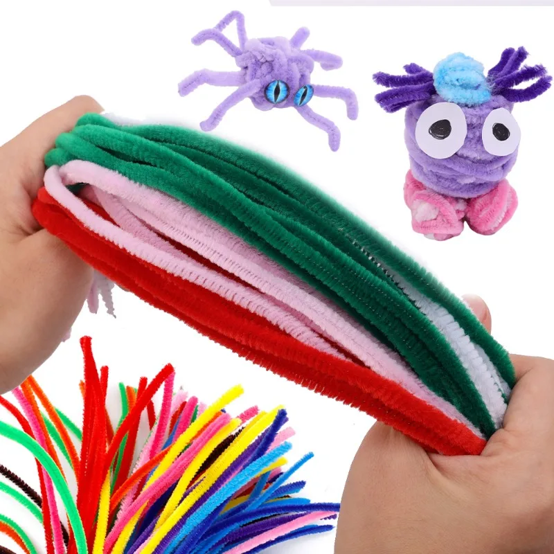 10-100PCS Chenille Stems Colorful Plush Tinsel Sticks Pipe Cleaner Crafts Kids Educational Toys Creative Handmade DIY Supplies Chenille Pipe Cleaners Craft Supplies Chenille Craft Supplies