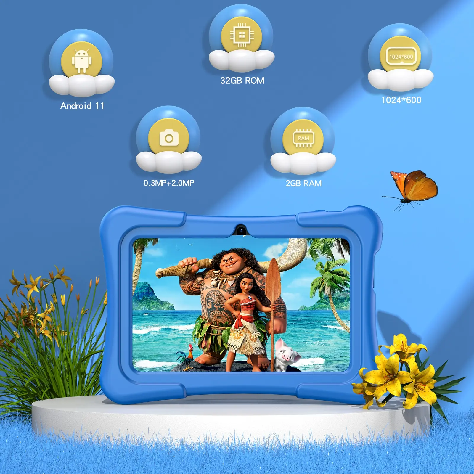 PRITOM Tablet for Kids 7 Inch Android 11 32 GB WiFi Bluetooth Dual Camera Educational Software Installed with Proof Case 5