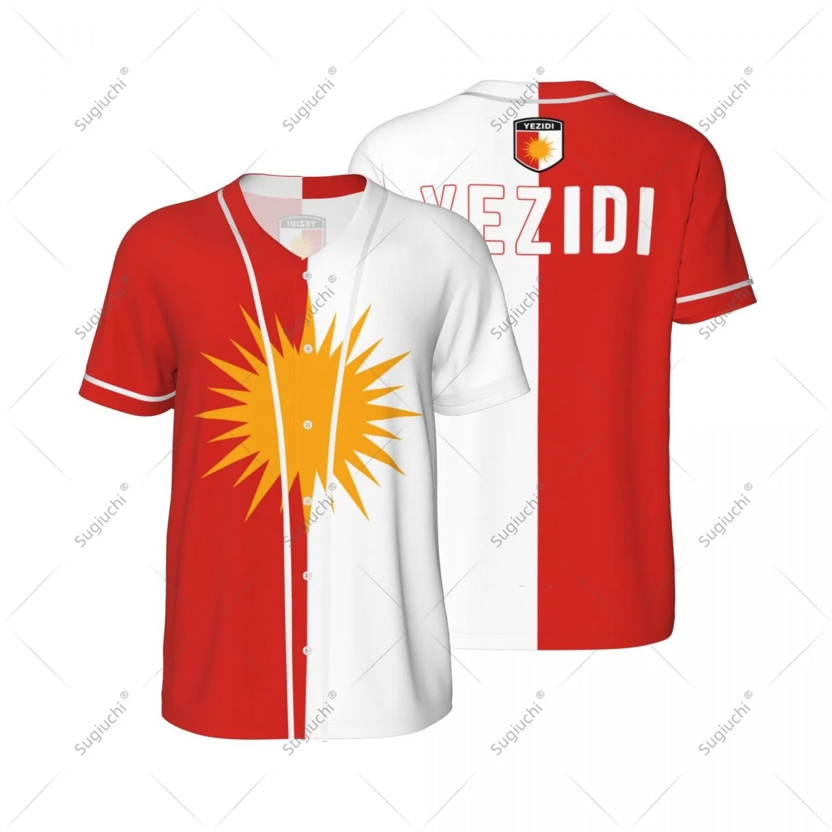 3D Printed Yezidi Flag Men Baseball Jerseys Mesh Sports T-shirt Tees Name Nunber