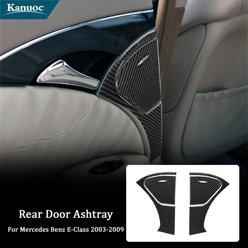 

Наклейки на заднюю дверь пепельницы для Mercedes Benz E-Class E Class 2003-2009, автомобильные декоративные аксессуары из углеродного волокна для интерьера