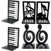 Creative Black and White Key Note Metal Bookends Heavy Duty Black L-Shaped Bookends, Office Bookshelf Storage Gift for Music Lov 3