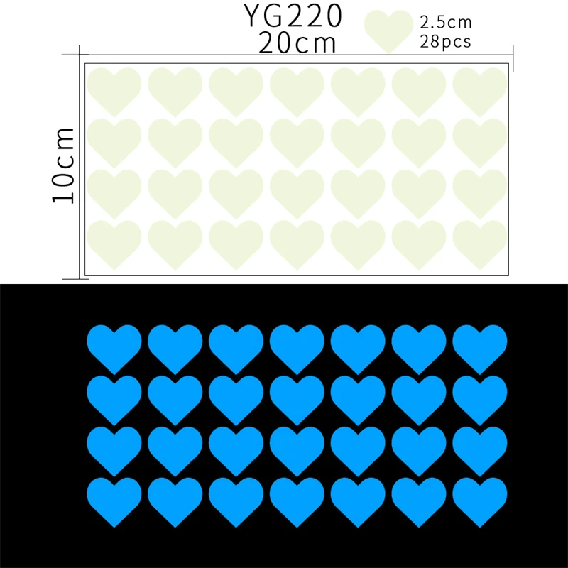 180PCS Blue Luminous Hearts Wall Stickers Fluorescent Children's Room DIY Self-adhesive Home Decoration Glow In The Dark Decal luminous wall stickers fluorescent stickers