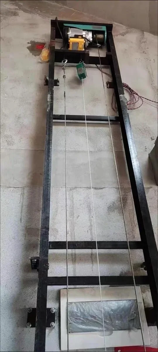 Small Electric Monorail Freight Elevator, Remote Control Lift Platform for Cargo, Steel Wire Rope, Workshop Outdoor Use