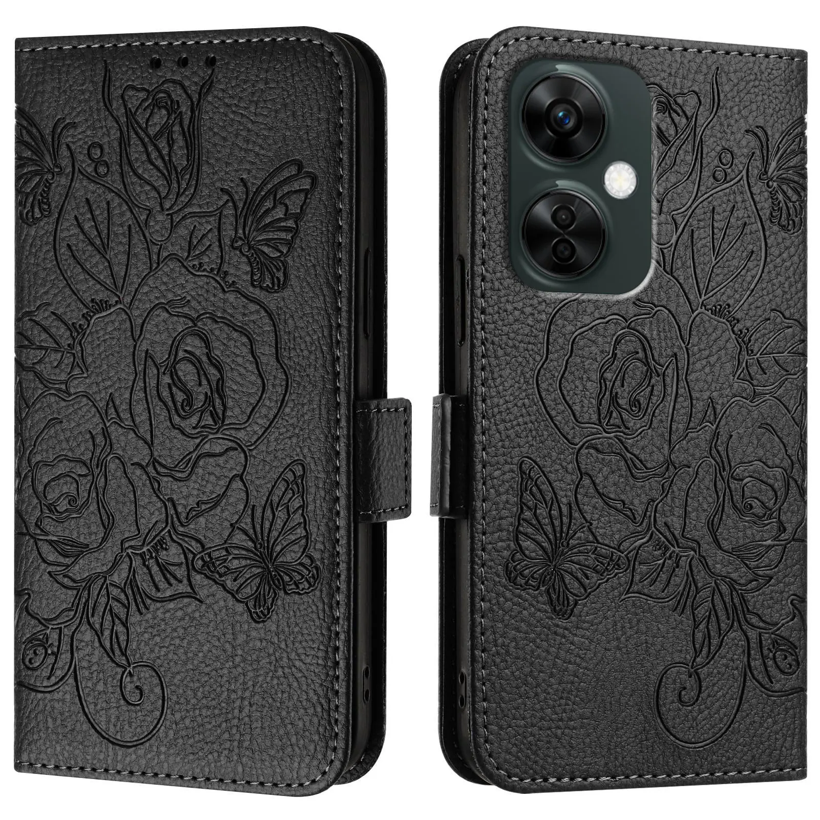 Elegant 3D Flower Embossed Leather Wallet Phone Case