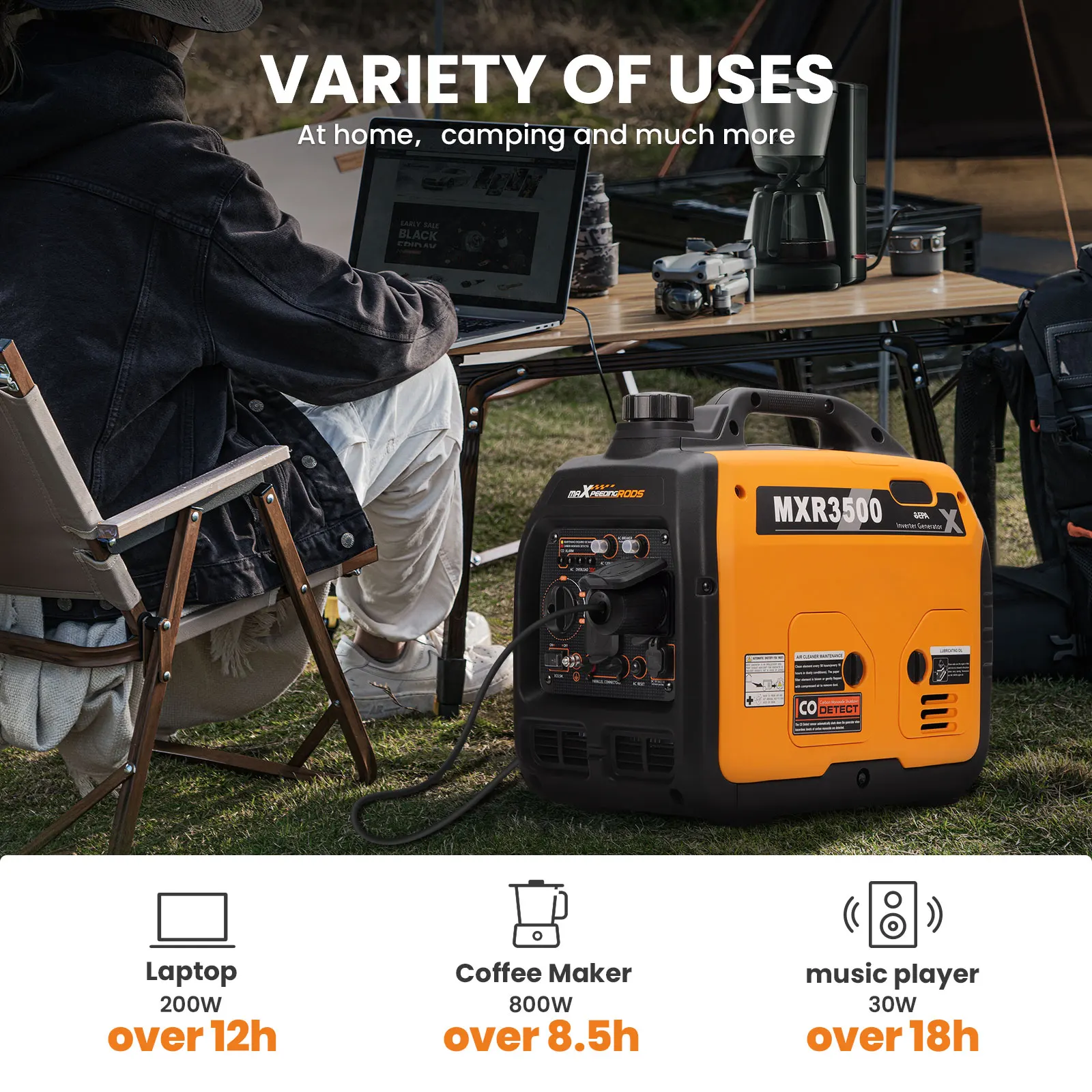 Description Picture 4 of item3500W Power Station 240V Portable Solar Generator
Battery Power Energy Power Camping Pure Sine Wave Gasoline Power 8.3h