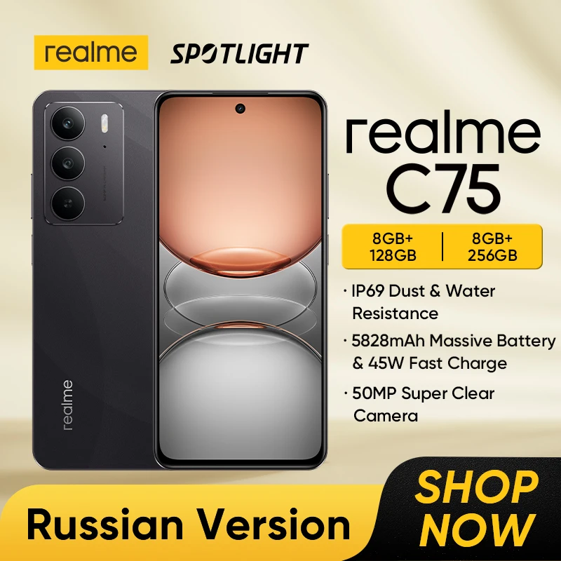 realme C75 Smartphone NFC 6.72'' 90Hz FHD Display Helio G92 Max