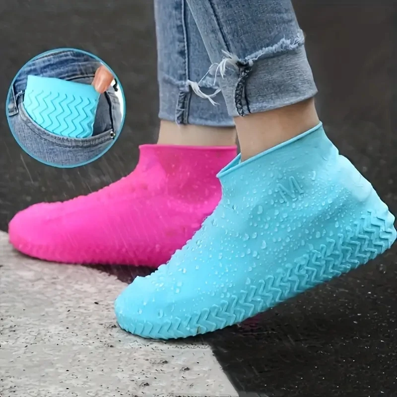 Thicken Waterproof Silicone Shoes Covers Reusable Non-Slip Wear-Resistant Sneaker Rain Boot Cover Protector For Rainy Day Beach