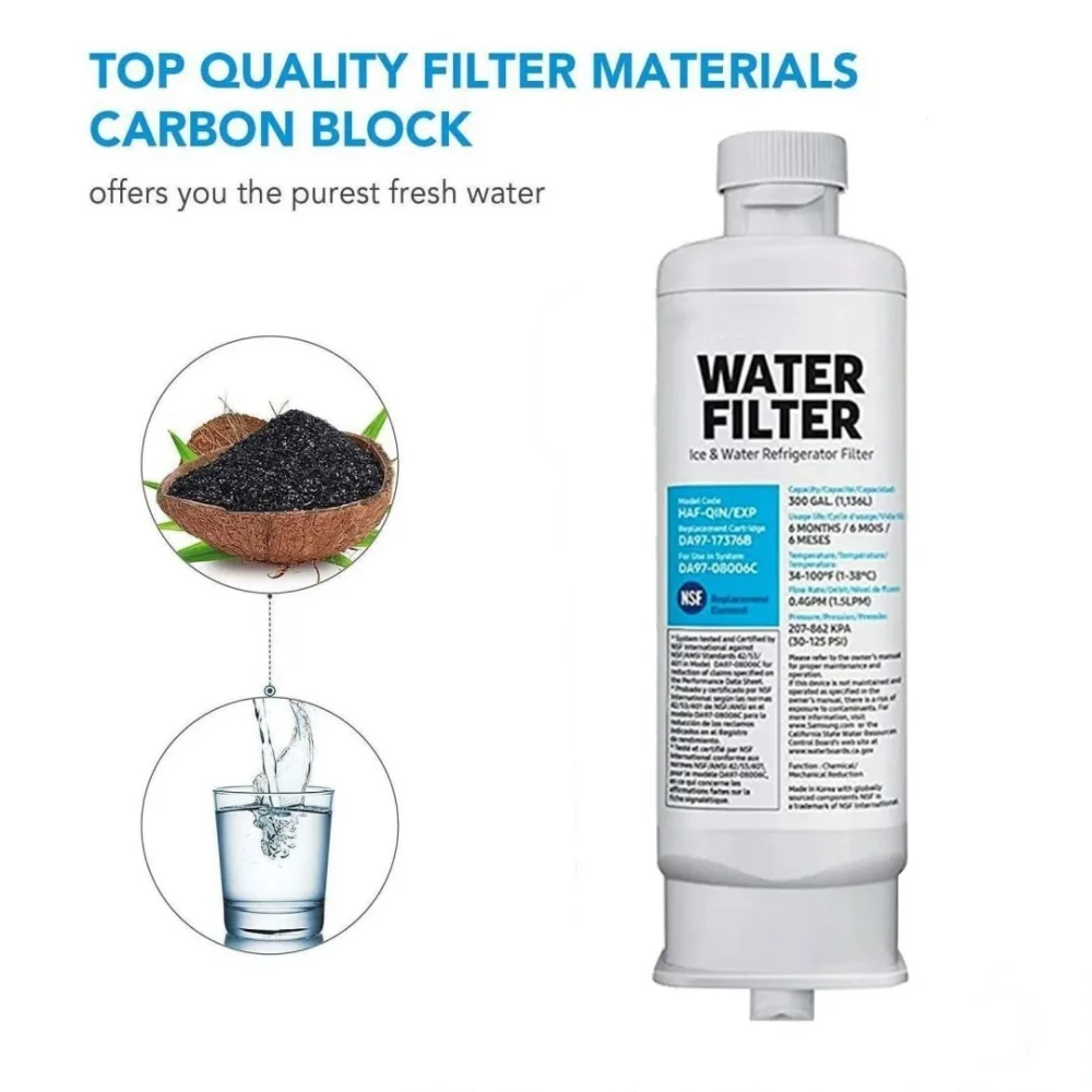 Description Picture 6 of itemReplace For Samsung DA97-17376B Refrigerator Water Filter For HAF-QIN/EXP, HAF-QIN, DA97-08006C, WS645A,RF28R7351SG, (1-5pcs)