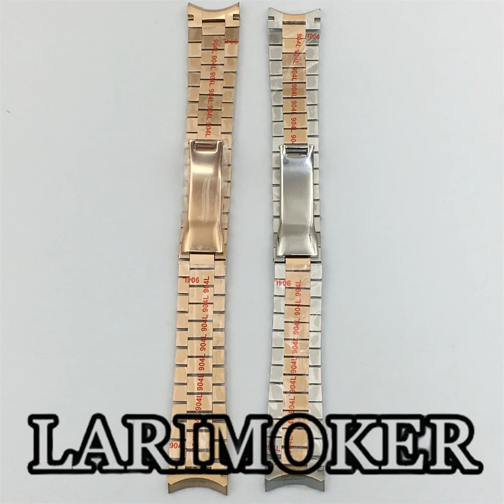 LARIMOKER 20mm 실버 골드 로즈 골드 팔찌 904L 스테인레스 스틸 밴드 접이식 버클 핏 36/39/40mm 케이스