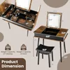 Vanity Desk w/ 3-Color Lighted Flip Top Mirror,7 Storage Compartments,Makeup Dressing Table Set Writing Desk w/ Cushioned Stool 6