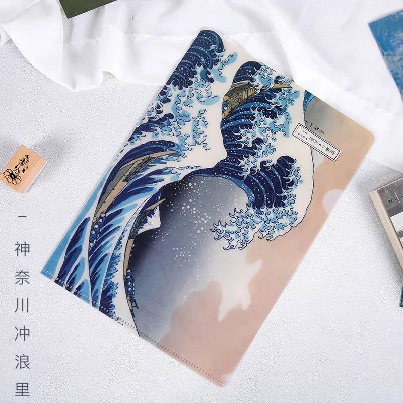 World Famous Painting Creative Filing Folders Document Bag Document Waterproof Storage Bags A4 Stationery Office School Supplies