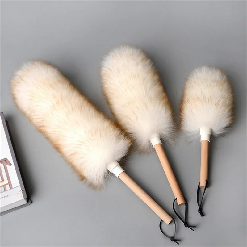 Sofa Non-static Hanging Rope Modern Home Cleaning Wood Handle Furniture Dust Sweeping Car Brush Long Lambswool Duster Soft cleaning duster,telescopic duster brush,microfiber duster brush,wool duster brush,cleaning tool,telescopic dust brush,microfiber dust brush,telescopic dust remover