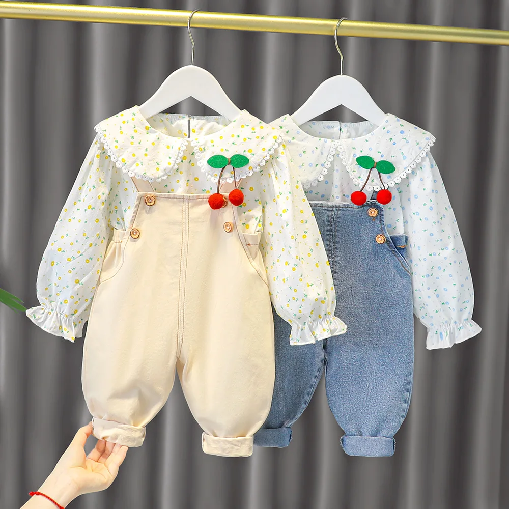 

Kids Girl Baby Clothing Sets Print Flower Long Sleeve T-shirt+Pants 2PCS Baby Sets Toddler Girls Clothes Outfits Children Suits