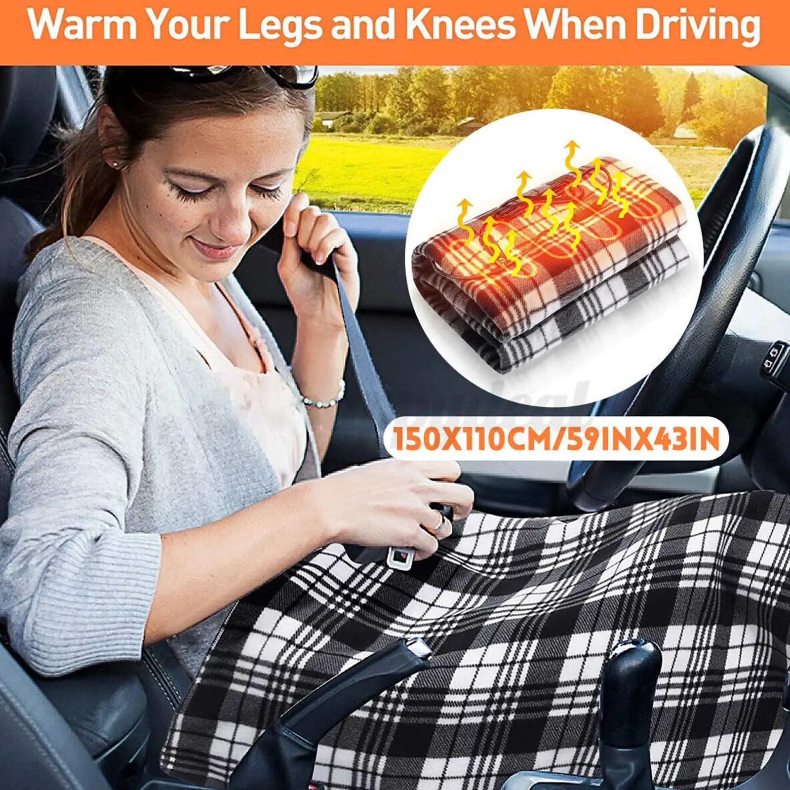 12V-24V Electric Brushed Fleece Car Heated Blanket Temperature Adjustment  Timing Heater Warmer RV SUV Truck Caravan - AliExpress