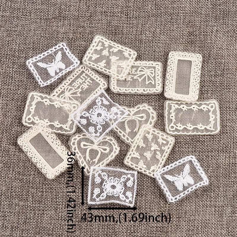10pcs 33-51mm 믹스 화이트 레이스 아플리케 DIY 의류 가방 장식 바느질 액세서리 젤 없이 절묘한 패치 cp4188