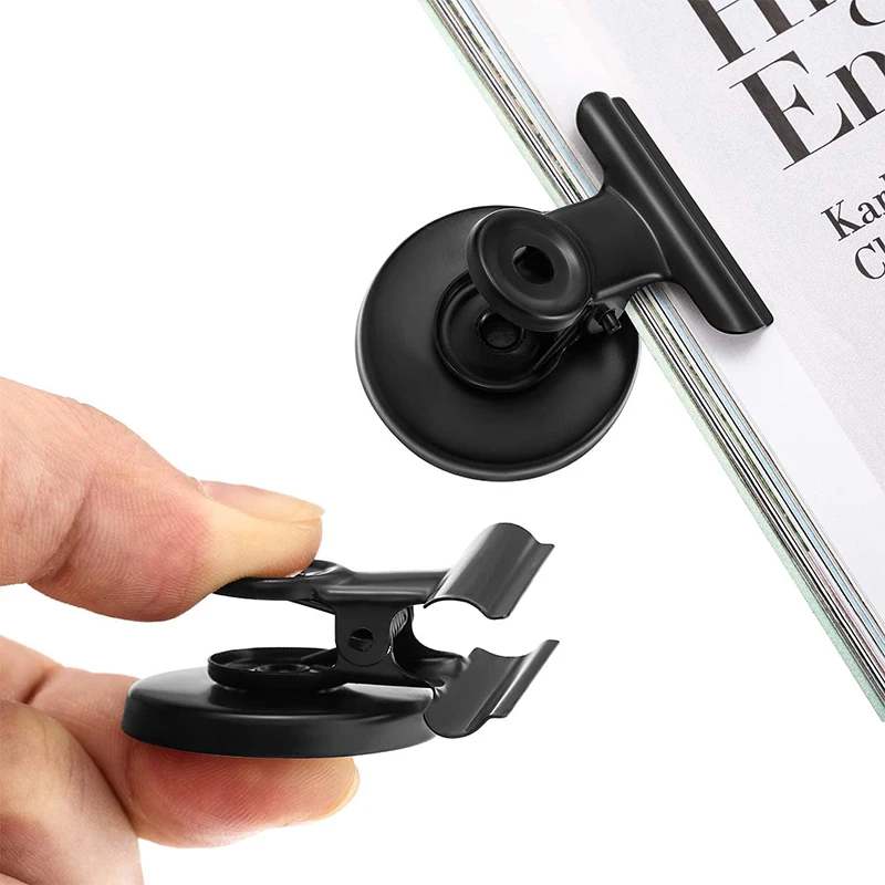 Black/Silver 30mm Metal Round Magnetic Clips for Fridge Magnets Wall Recipes Memo Note Message Holder Clamp Office Supplies