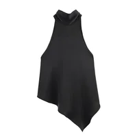 Women's Top 2025 Autumn New Style Solid Color Satin Feel Halter Neck Tie Back Top Sexy Fashion Versatile and Stylish - Image 5