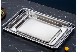 Elegant Stainless Steel Serving Tray - Decorative Kitchenware and Buffet Organizer (4pcs set)