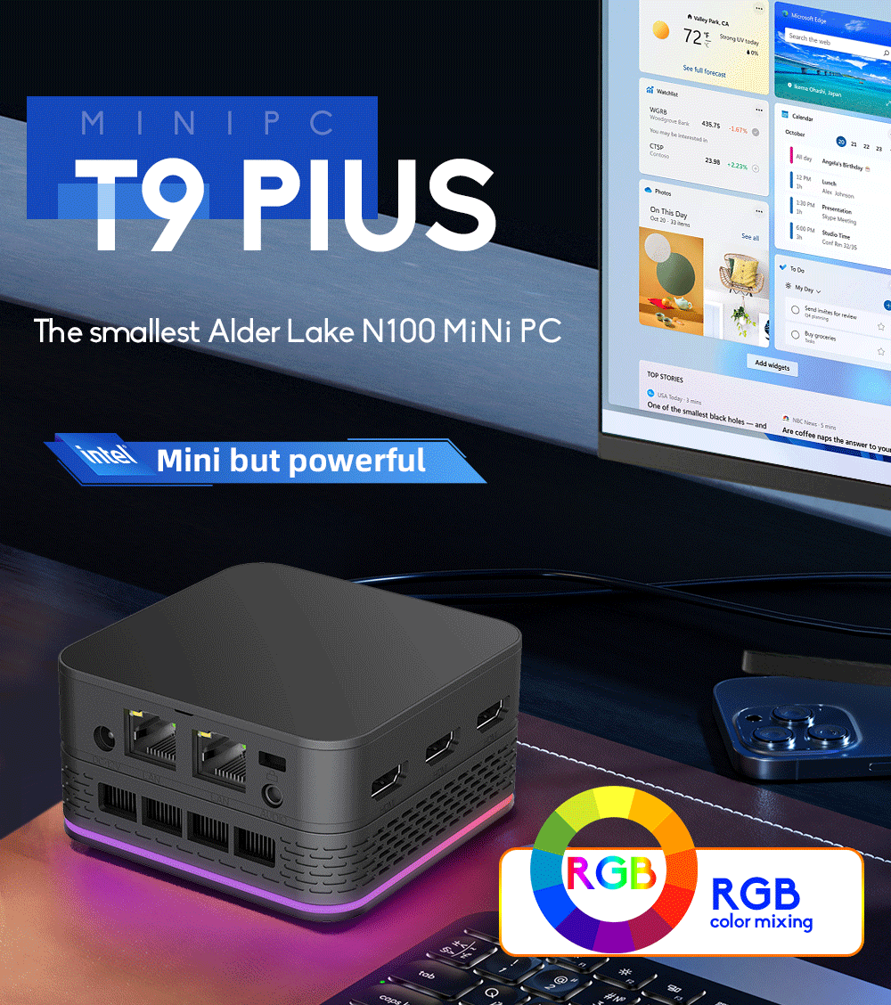 Ninkear T9 Mini PC Intel Alder Lake N100 8GB/16GB DDR5 256G