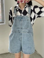 Women's Denim Overalls Short Trousers Wide Leg Loose Fit Thin Jumpsuit Korean Style for Petite Ladies Casual Clothing - Image 2