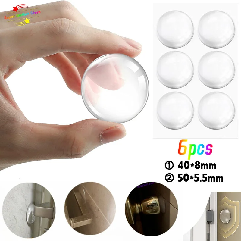 30/20/6Pcs Clear Soft Silicone Wall Protector Self-adhesive Door Handle Bumper Protective Plug Non-slip Round Doors Stop Muffler
