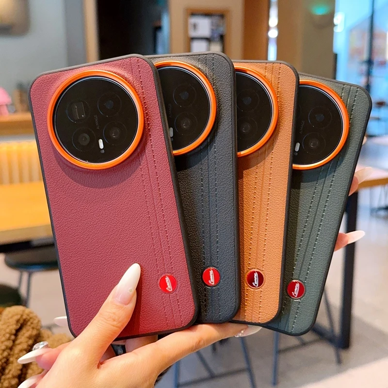 Elegant Leather-Wrapped Phone Case with Minimalist Solid Color Design